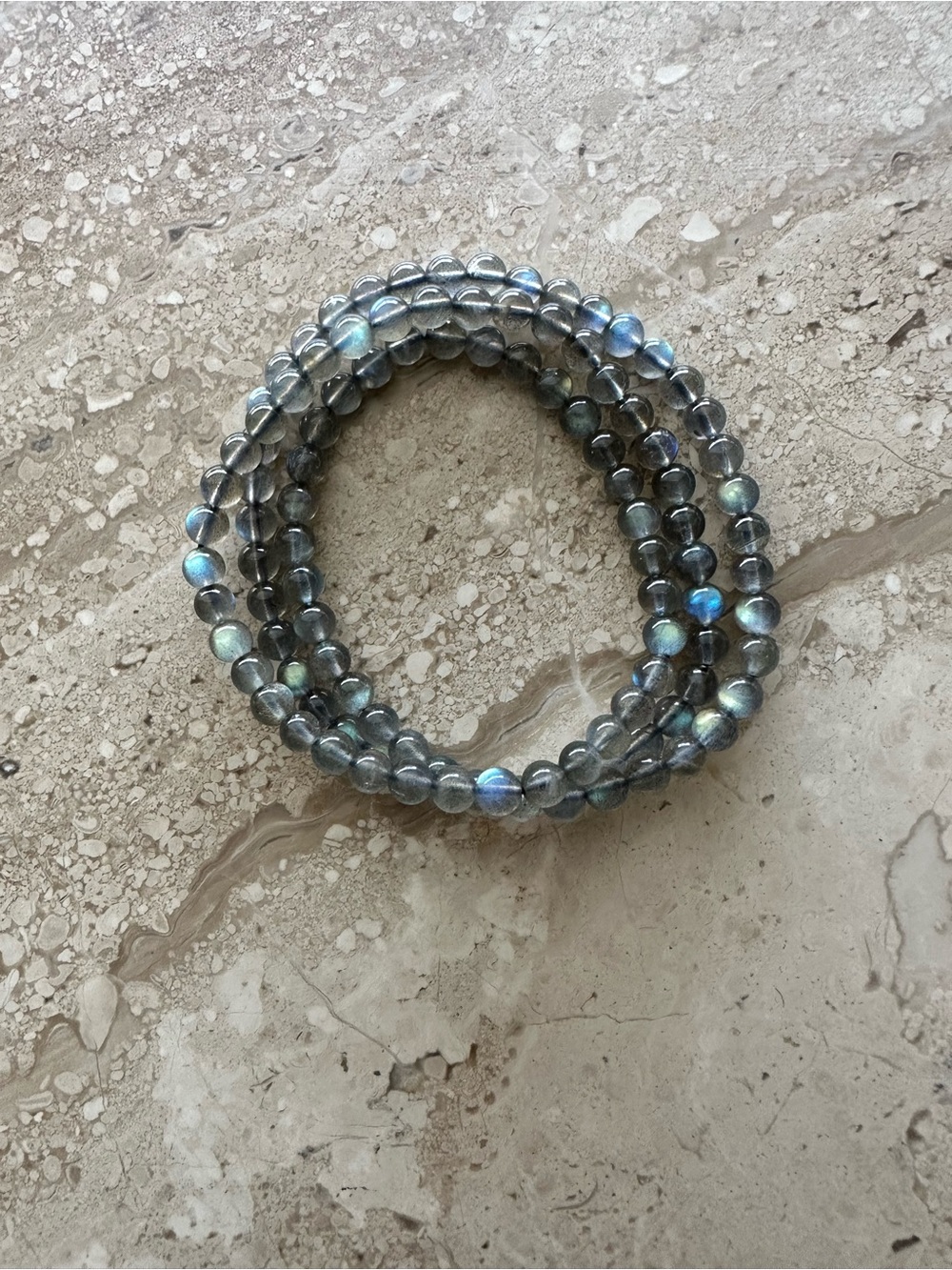 Natural Moonstone Multi-Layer Stretch Bracelet Blue Flash Gemstone